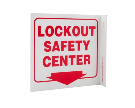 Eco Safety L Sign, Lockout Safety Center, 7Hx2.5Wx7D, Recycled Plastic - 2571