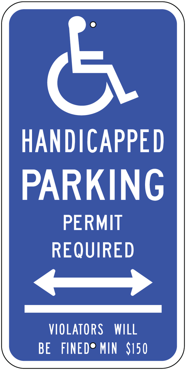 ZING 2684 Eco Parking Sign, Handicapped Parking Permit Required with Arrow, Connecticut, 24Hx12W, Engineer Grade Prismatic, Recycled Aluminum 