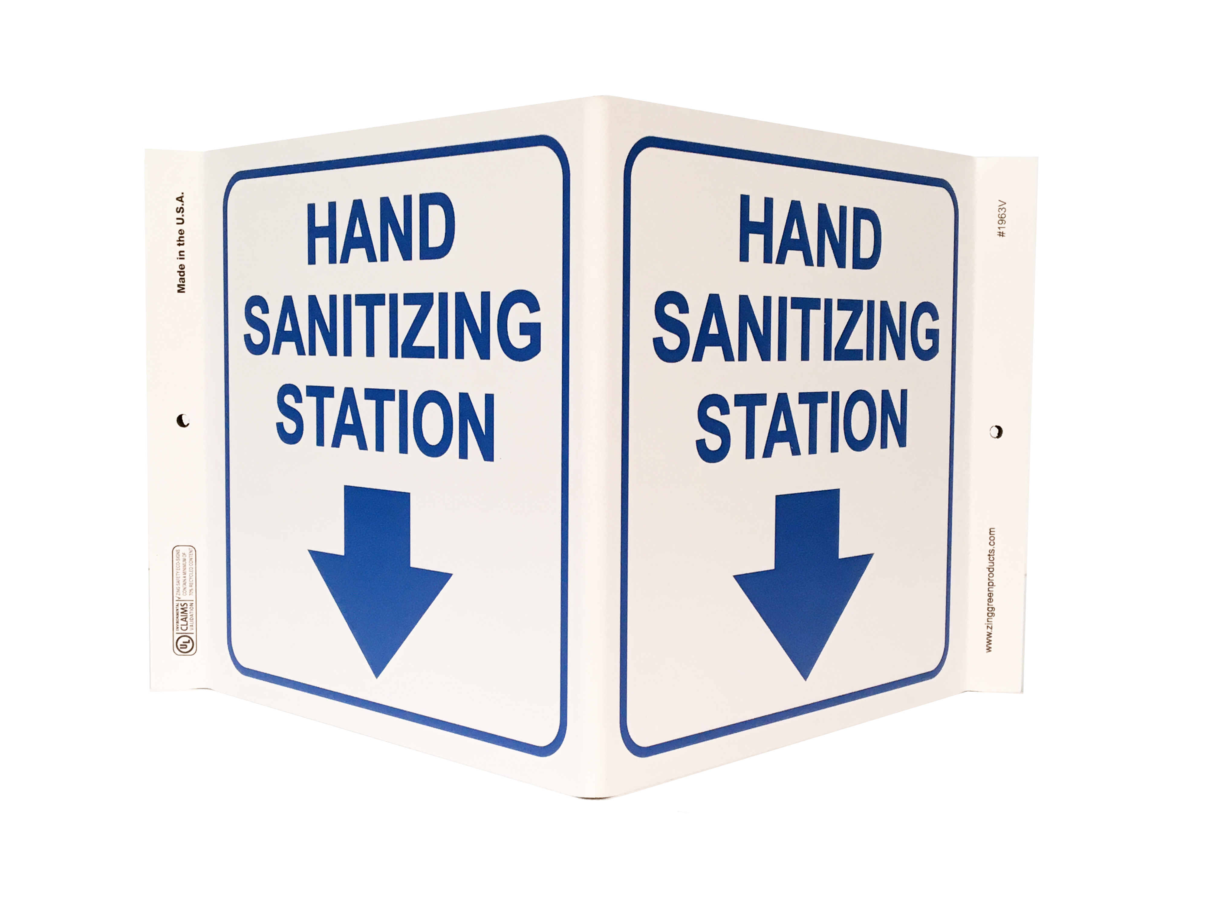 Projecting V Sign, Hand Sanitizing Station, 7Hx12Wx5D, Recycled Plastic 