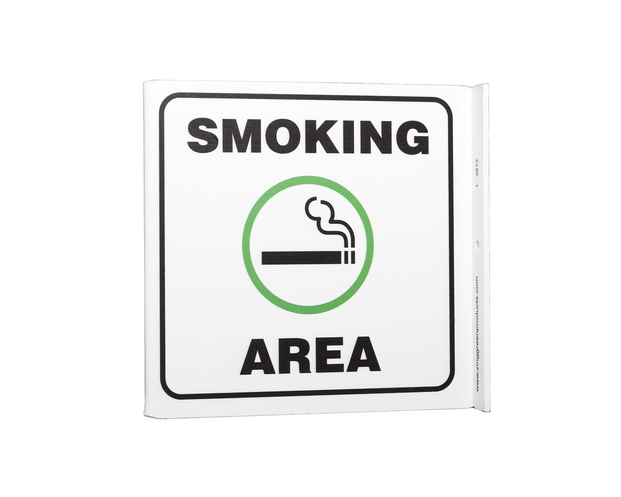 ZING 2613 Eco Safety L Sign, Smoking Area, 7Hx2.5Wx7D, Recycled Plastic 