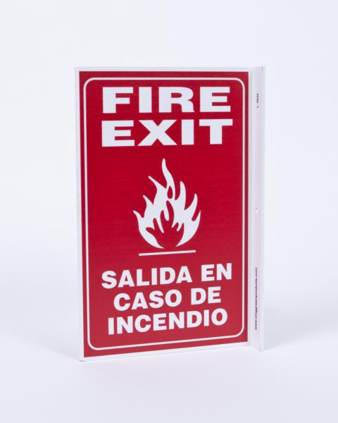 ZING 2633 Projecting L Sign, Fire Exit Bilingual, 11Hx2.5Wx8D, Recycled Plastic 