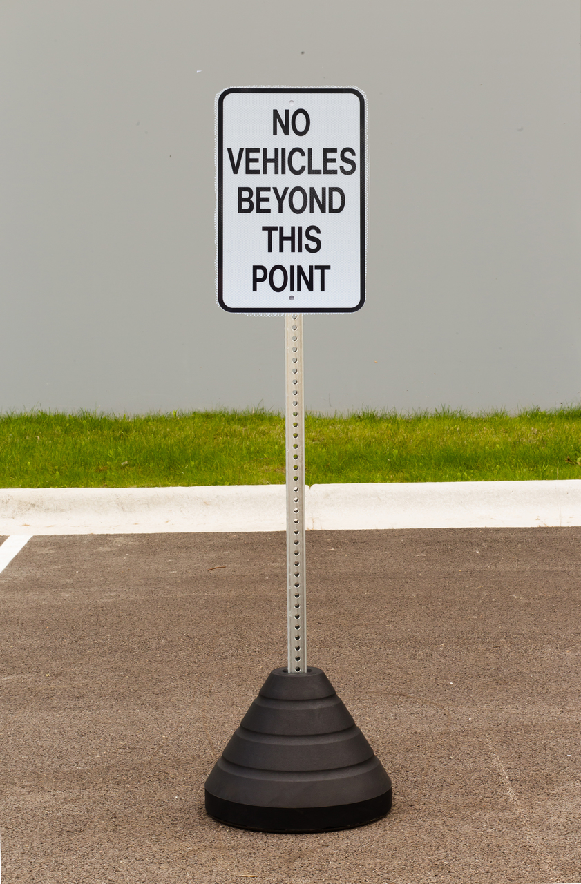 ZING Eco Parking Sign w/Mounting Post and Base, No Vehicles Beyond, 18Hx12W, Engineer Grade Prismatic, Recycled Aluminum