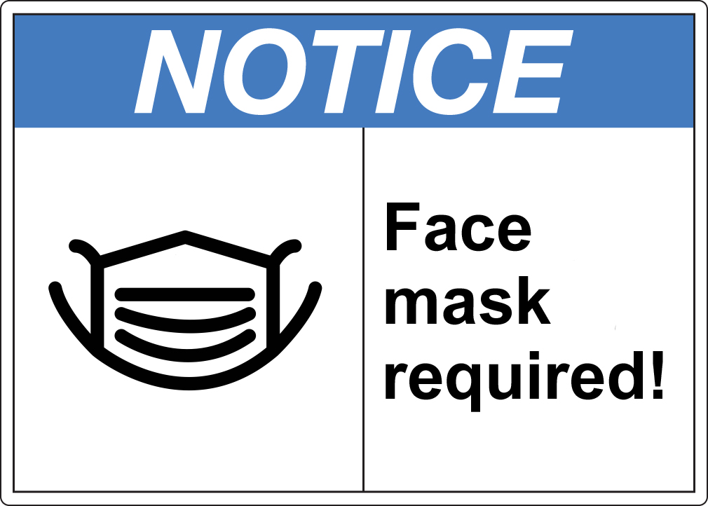 Safety Sign, Face Mask Required with Pictogram, 10" x 14" Recycled Plastic 