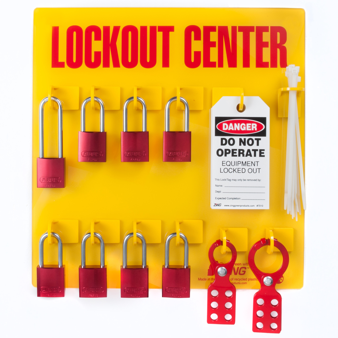 ZING 2727 RecycLockout Lockout Tagout Station, 8 Aluminum Padlock 