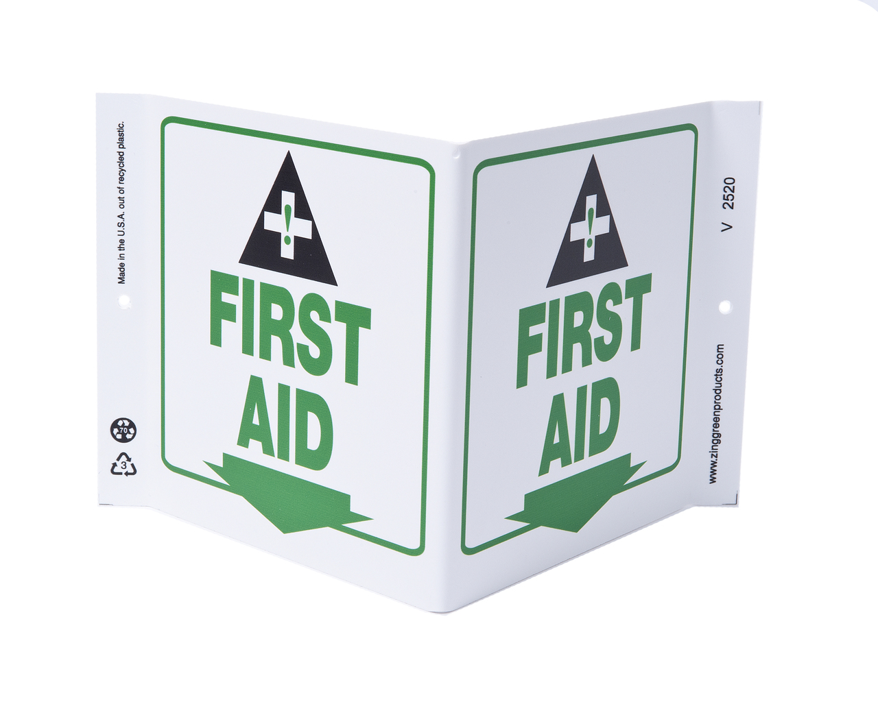 ZING 2520 Eco Safety V Sign, First Aid, 7Hx12Wx5D, Recycled Plastic 