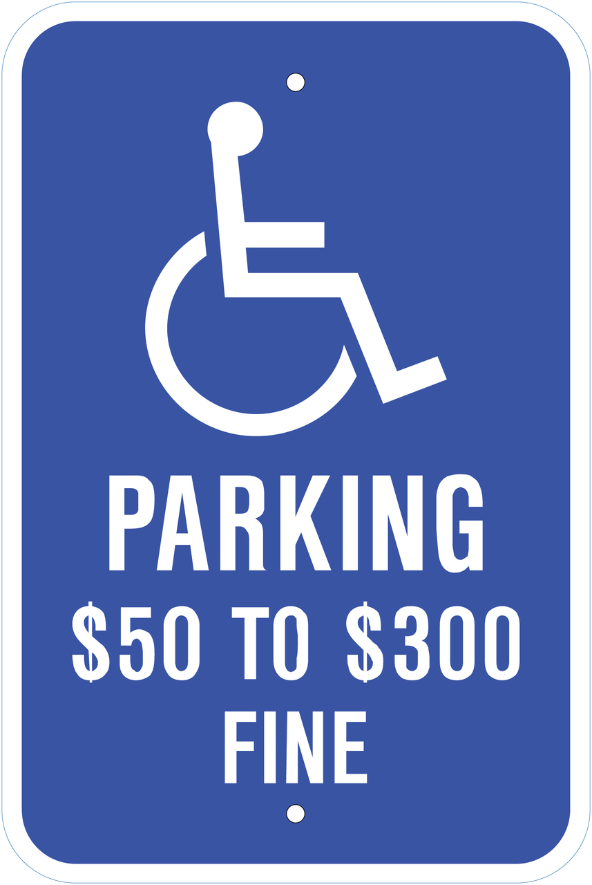 ZING 2692 Eco Parking Sign, Handicapped Parking Fine, Missouri, 18Hx12W, Engineer Grade Prismatic, Recycled Aluminum 