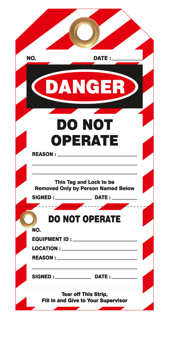 Lockout Tag, Do Not Operate, with Perforated Stub, 10/pack 