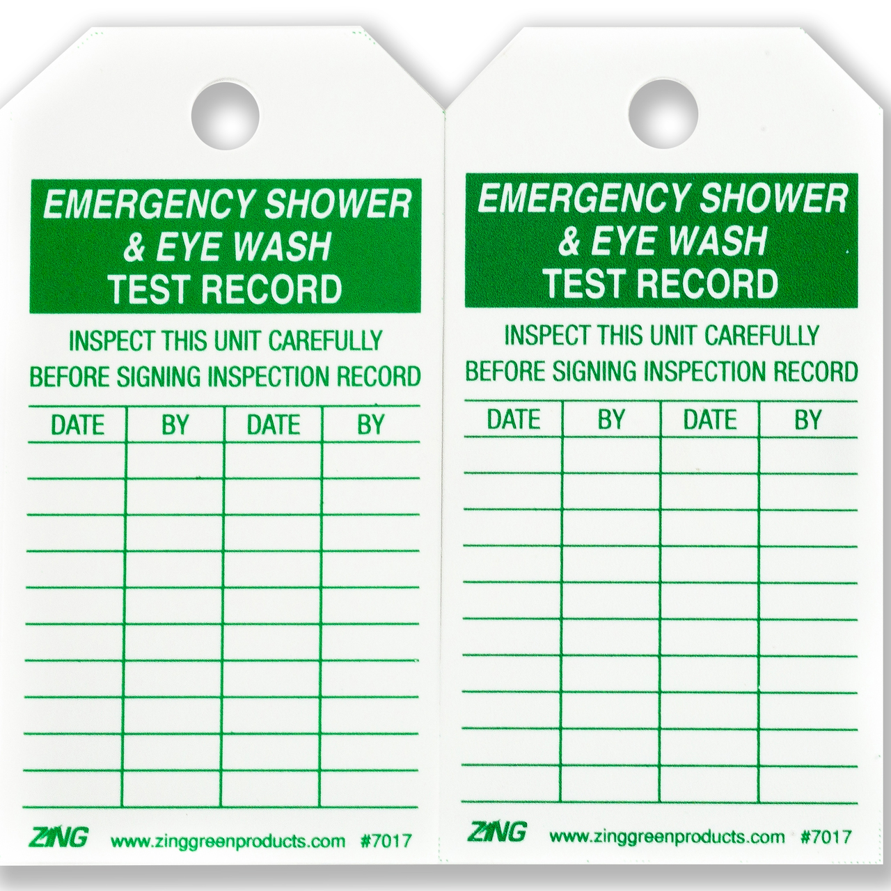 ZING 7017 Eco Safety Tag, Emergency Eyewash and Shower Inspection, 5.75Hx3W, 10 Pack 