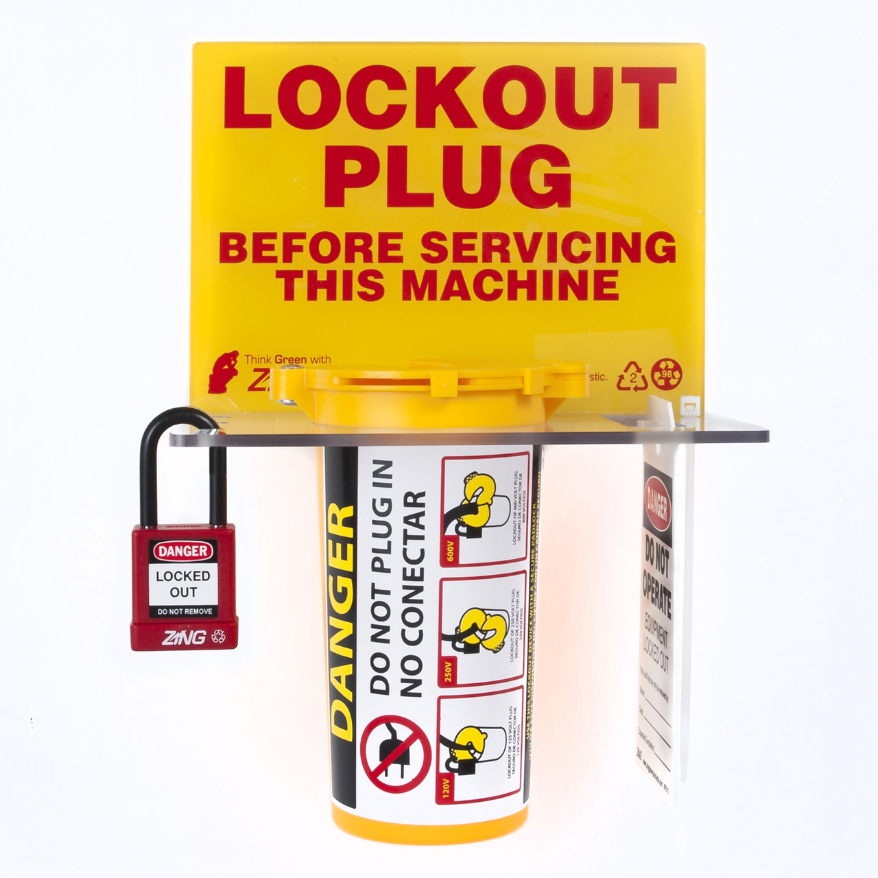 ZING 7117 RecycLockout Lockout Tagout Station, Plug Lockout 