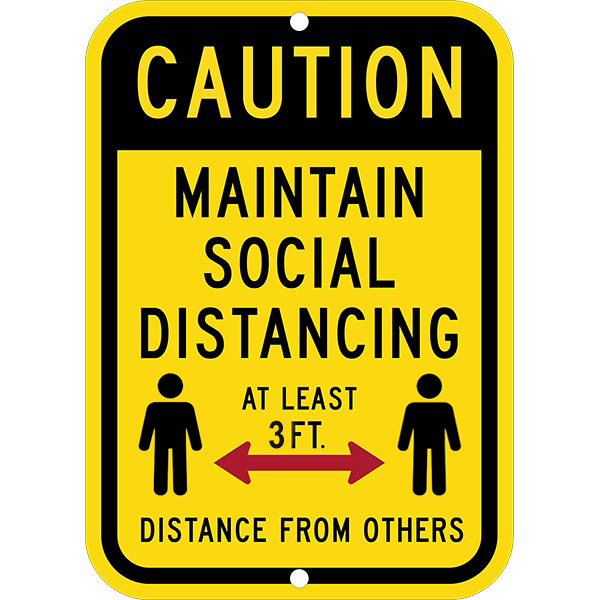 Parking Sign, Maintain 3 Feet Distance, 12" x 18" Aluminum 