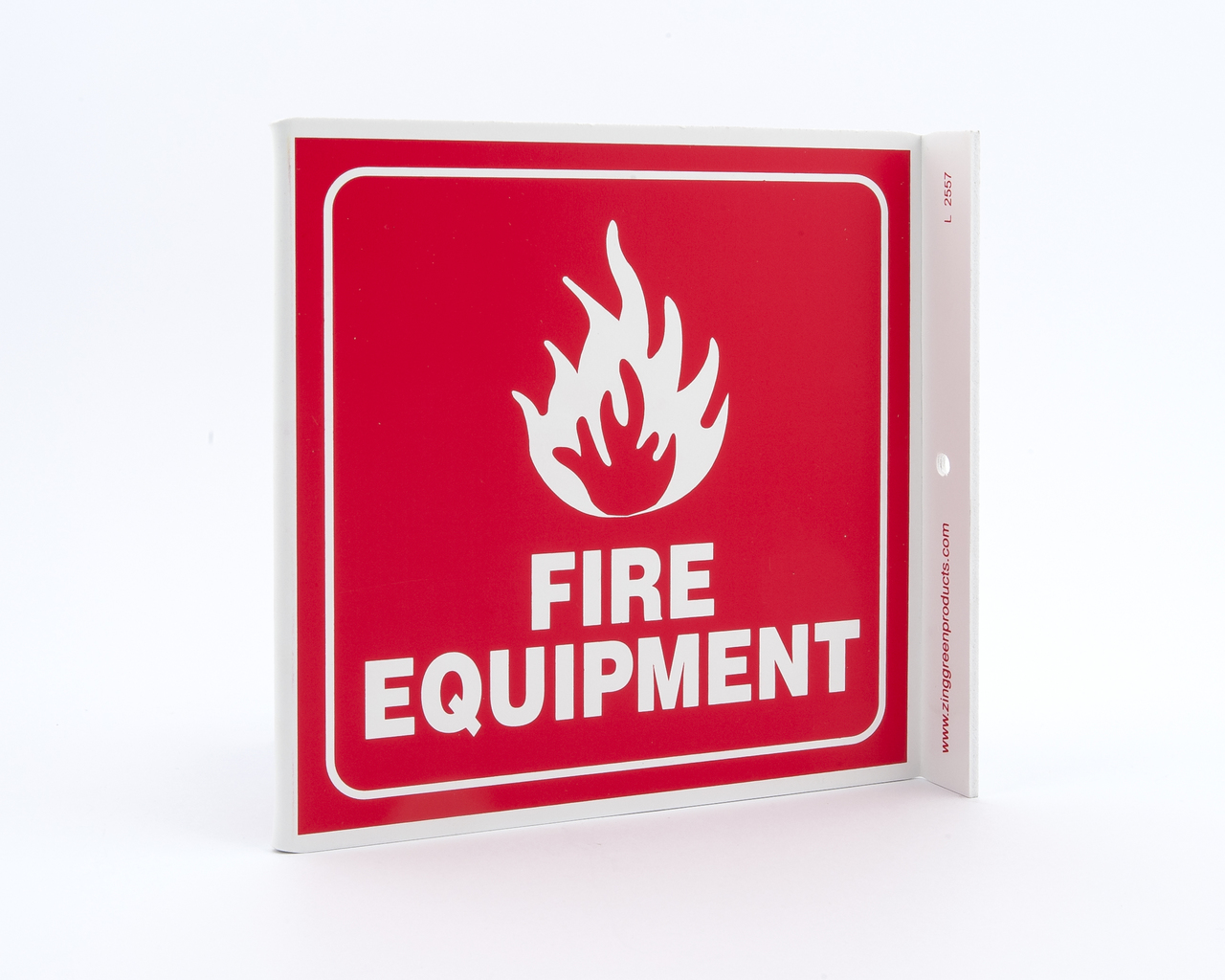 ZING 2557 Projecting L Sign, Fire Equipment, 7Hx2.5Wx7D, Recycled Plastic 