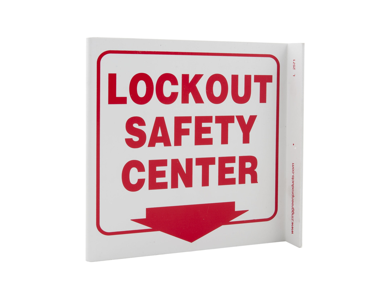 ZING 2571 Eco Safety L Sign, Lockout Safety Center, 7Hx2.5Wx7D, Recycled Plastic 