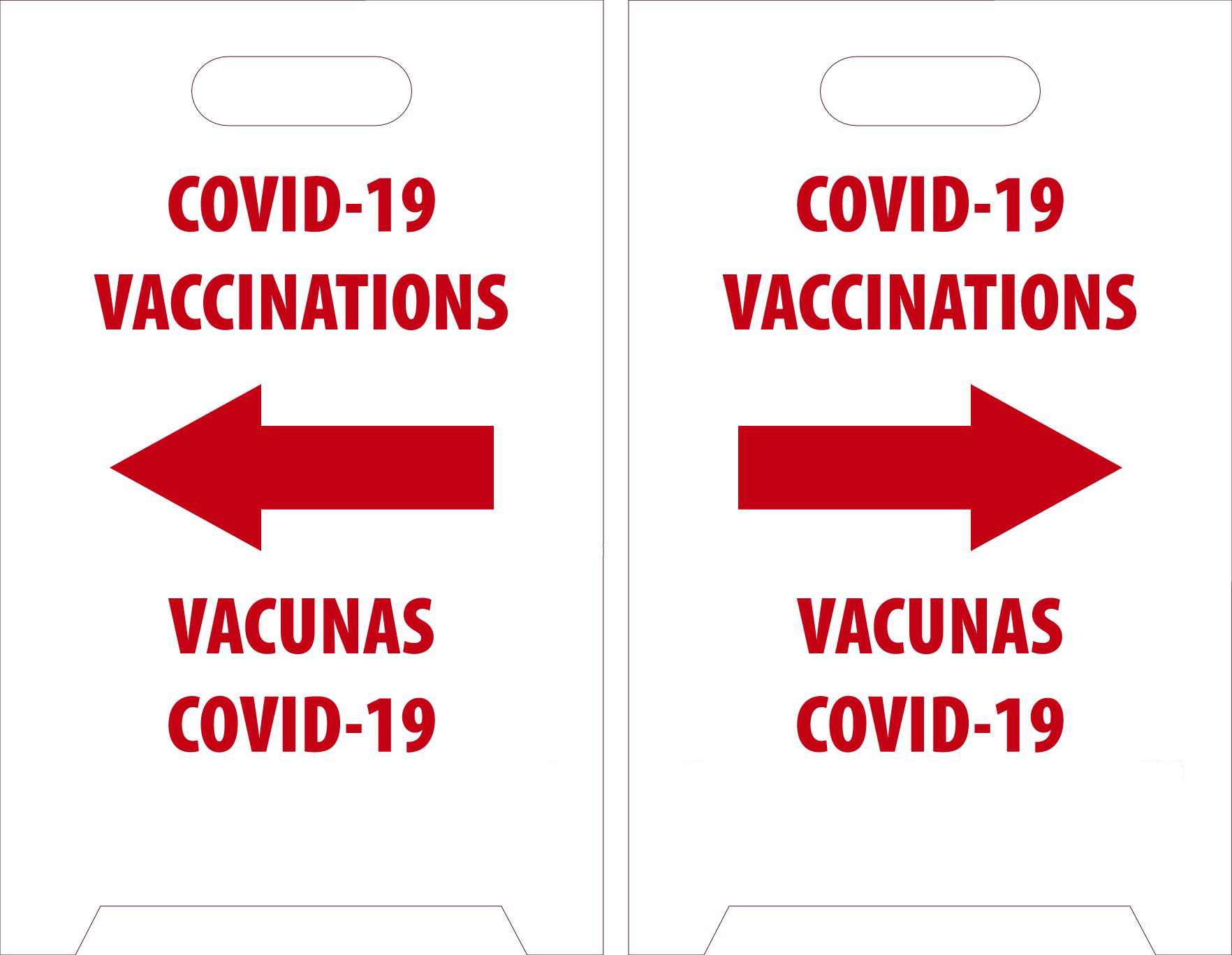 Vaccination Safety Sign, Double-sided, Arrow, English/Spanish 