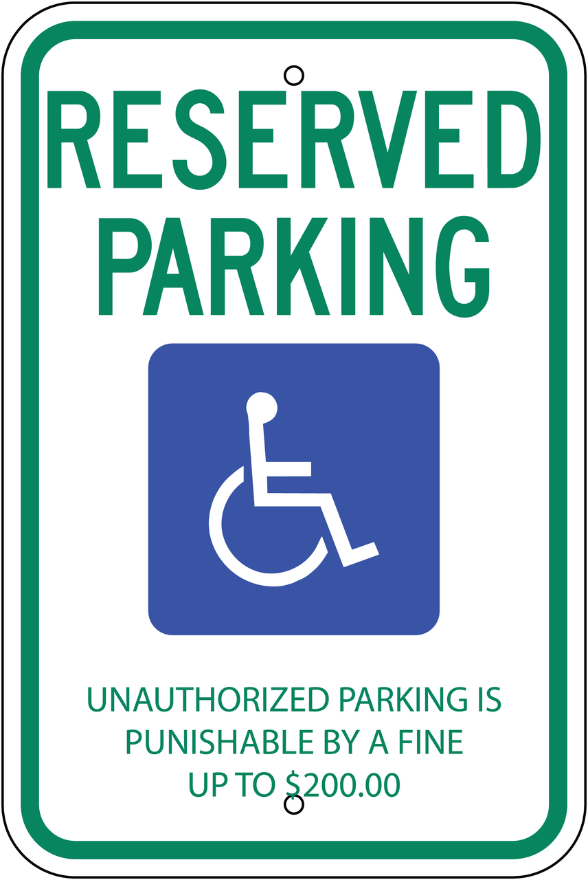 ZING 2703 Eco Parking Sign, Handicapped Reserved Parking, Tennessee, 18Hx12W, Engineer Grade Prismatic, Recycled Aluminum 