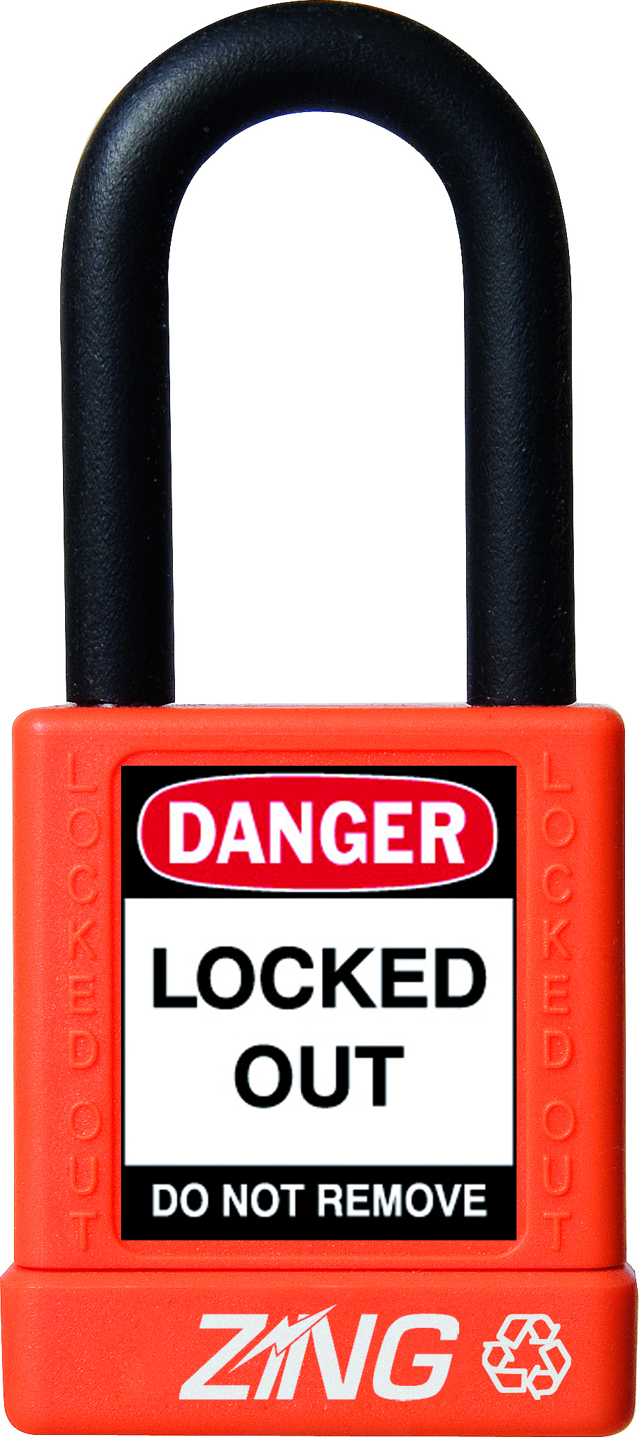 ZING RecycLock Safety Padlock, Keyed Different, 1-1/2" Shackle, 1-3/4" Body, Orange