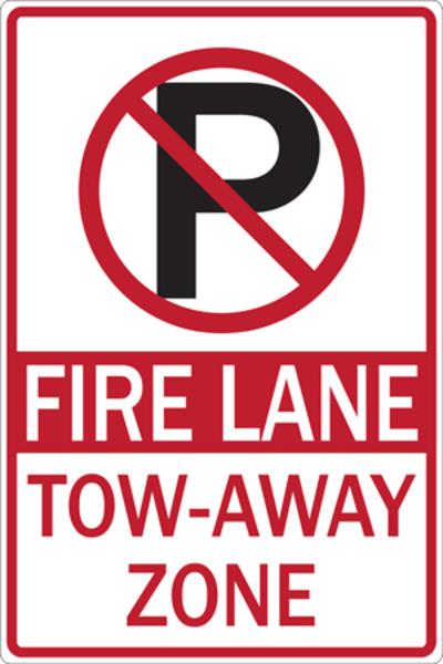 ZING Parking Sign, No Parking Symbol Fire Lane Tow-Away Zone, 18Hx12W, Engineer Grade Prismatic, Recycled Aluminum 