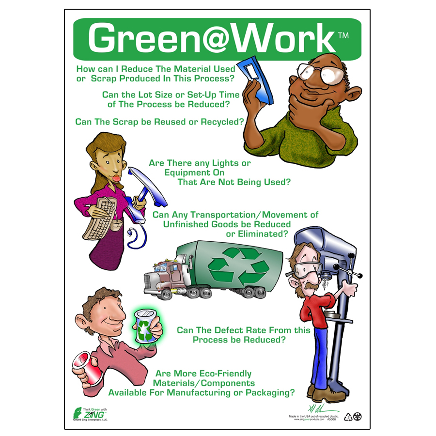 ZING 5006 Green at Work Poster, Manufacturing Application, 22Hx16W 