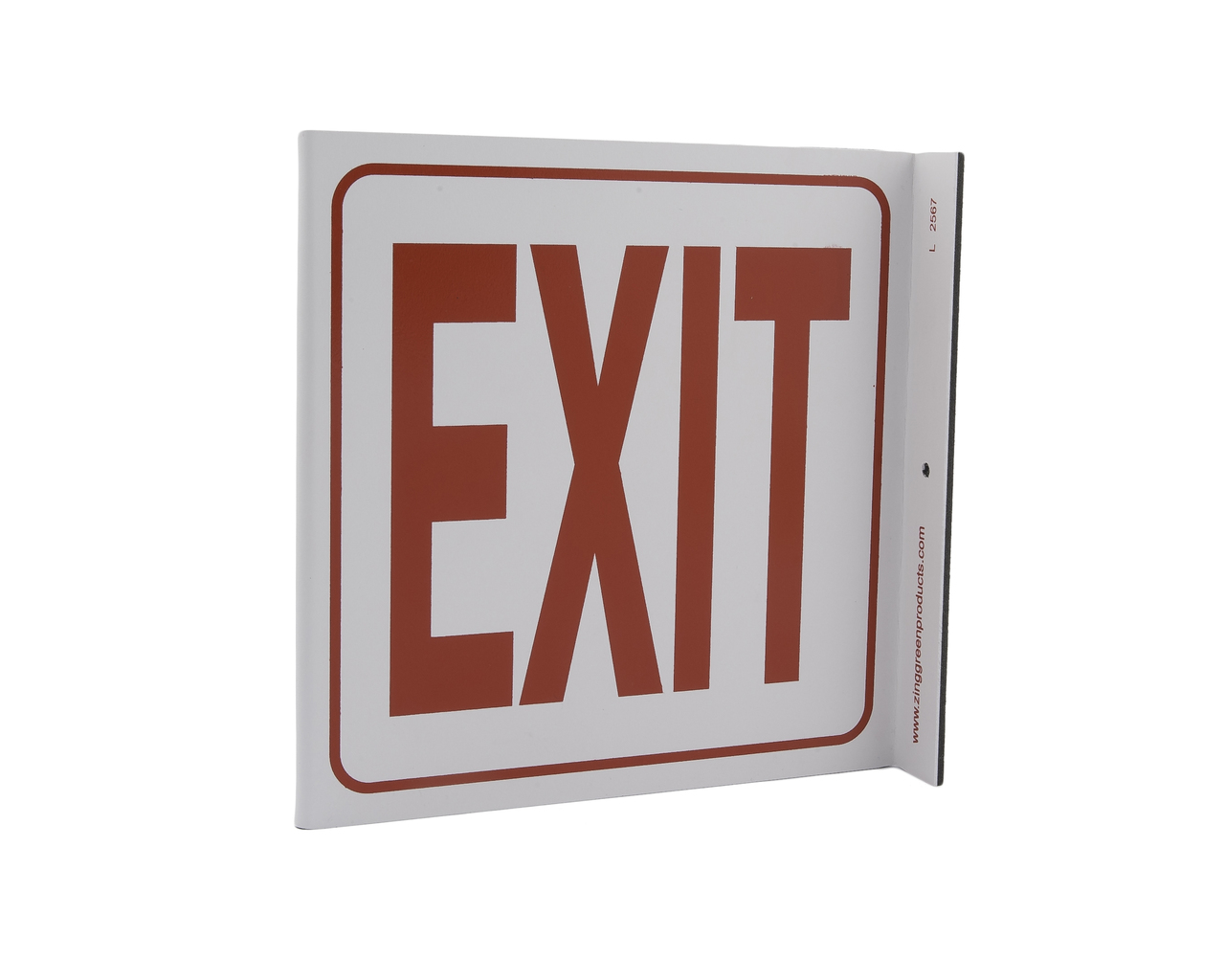 ZING 2567 Projecting L Sign, Exit, 7Hx2.5Wx7D, Recycled Plastic 