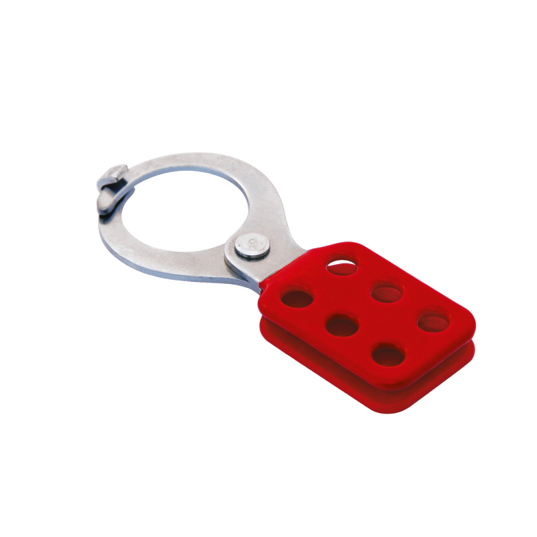 Coated Hasp, Steel Red, 1.5" Jaw Diameter, with Tabs 