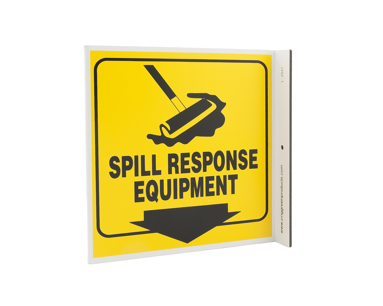 ZING 2531 Eco Safety L Sign, Spill Response Equipment, 7Hx2.5Wx7D, Recycled Plastic 