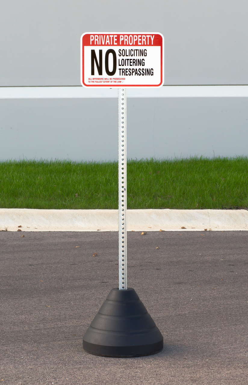 ZING Eco Parking Sign w/Mounting Post and Base, Private Property, 12Hx18W, Engineer Grade Prismatic, Recycled Aluminum