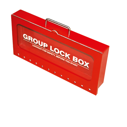 Group Lockout Box, Wall Mount,Red, Steel 