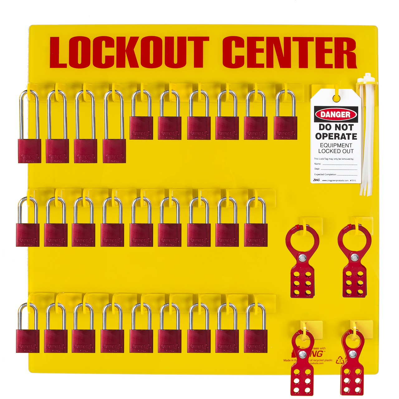 ZING 2729 RecycLockout Lockout Tagout Station, 28 Aluminum Padlock 