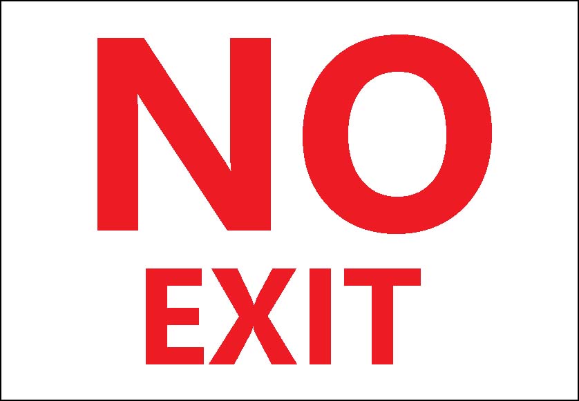 Sign, No Exit, Adhesive Label, 2/pk 