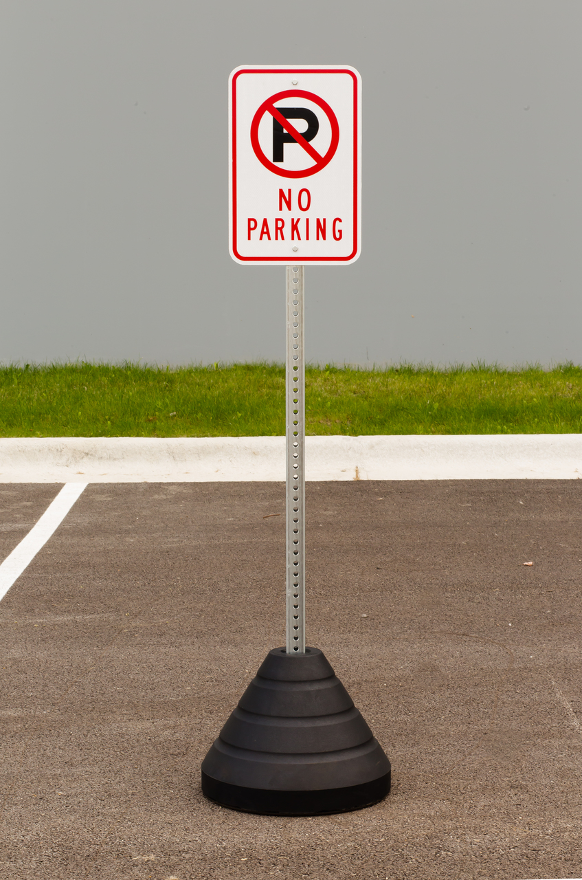 ZING Eco Parking Sign w/Mounting Post and Base, No Parking, 18Hx12W, Engineer Grade Prismatic, Recycled Aluminum