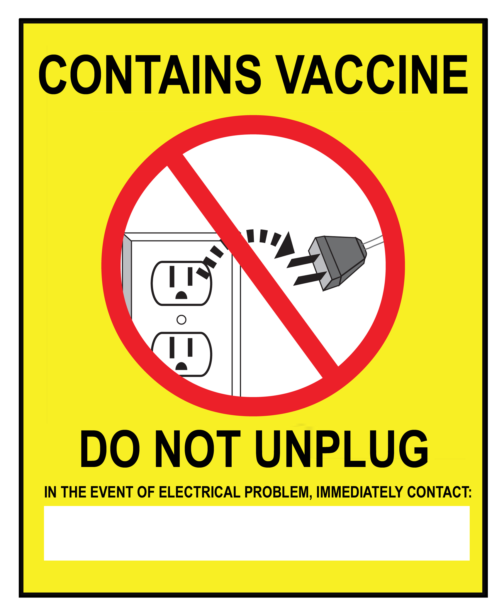 Refrigerator Magnet, Contains Vaccine Do Not Unplug, 6" x 4",  2/pack 