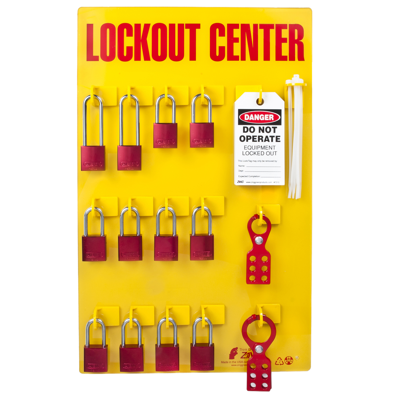 ZING 2728 RecycLockout Lockout Tagout Station, 12 Aluminum Padlock 