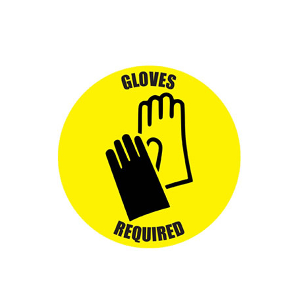 Social Distancing Floor Sign, Gloves Required, 12" x 12" 