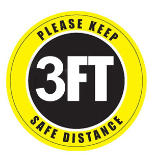 Social Distancing Floor Sign, Please Keep 3 Feet Distance, 12" x 12" 