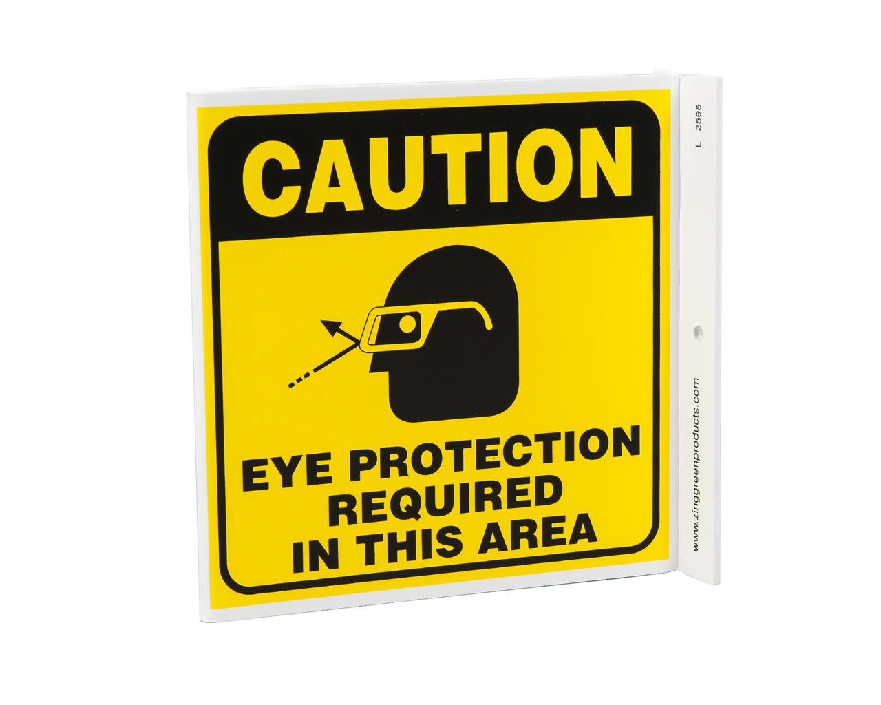 ZING 2595 Eco Safety L Sign, Eye Protection Required, 7Hx2.5Wx7D, Recycled Plastic 