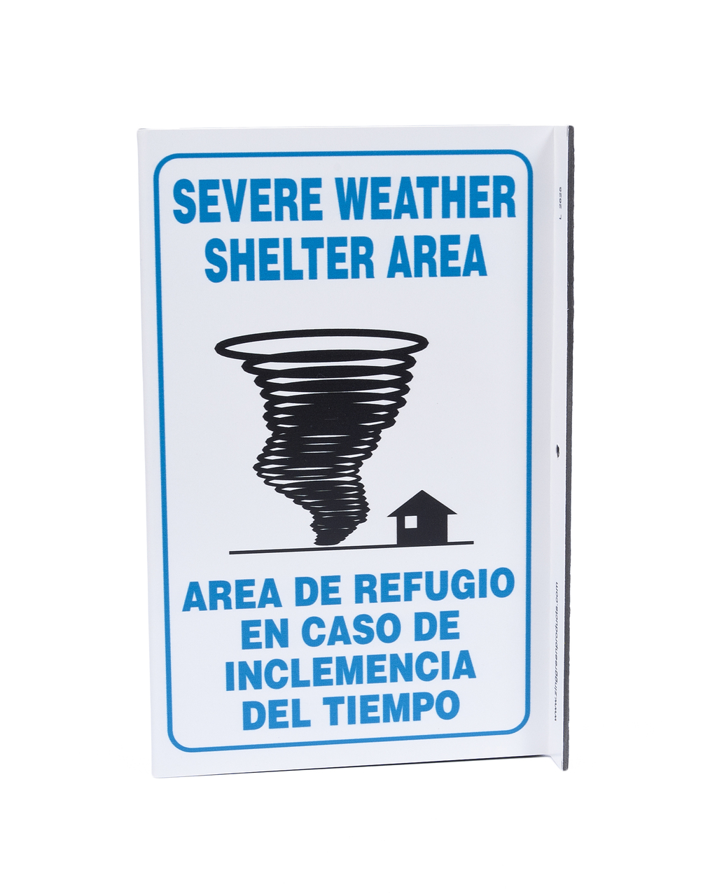 ZING 2625 Eco Safety L Sign, Severe Weather Bilingual, 11Hx2.5Wx8D, Recycled Plastic 