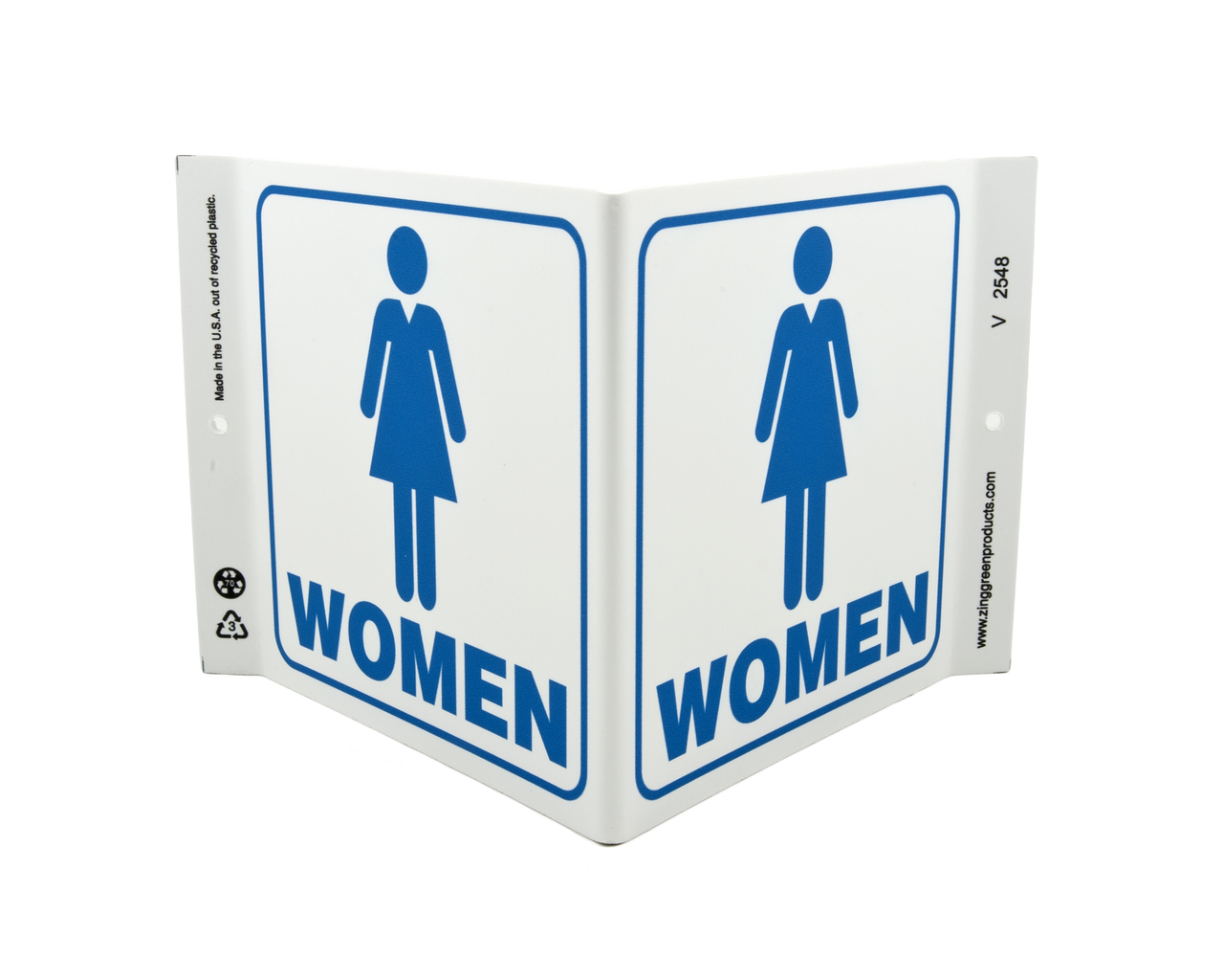 ZING 2548 Eco Public Facility V Sign, Women, 7Hx12Wx5D, Recycled Plastic 