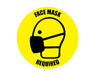 Social Distancing Floor Sign, Face Mask Required, 12" x 12" 