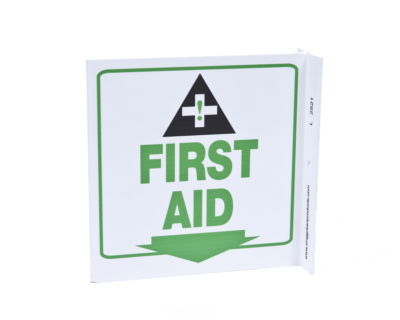 ZING 2521 Eco Safety L Sign, First Aid, 7Hx2.5Wx7D, Recycled Plastic 