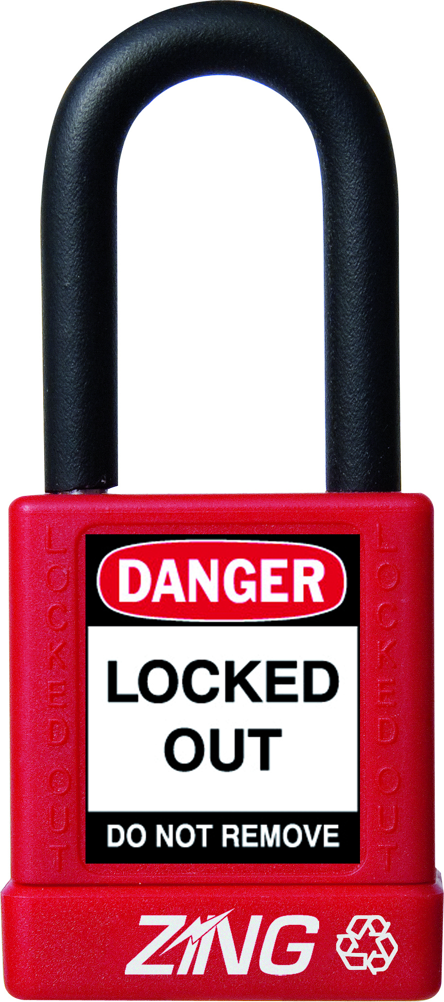 ZING RecycLock Safety Padlock, Keyed Alike, 1-1/2" Shackle, 1-3/4" Body, Red