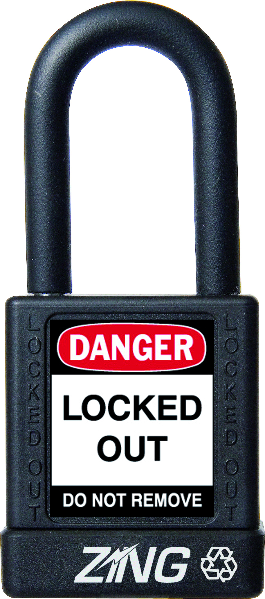 ZING RecycLock Safety Padlock, Keyed Alike, 1-1/2" Shackle, 1-3/4" Body, Black