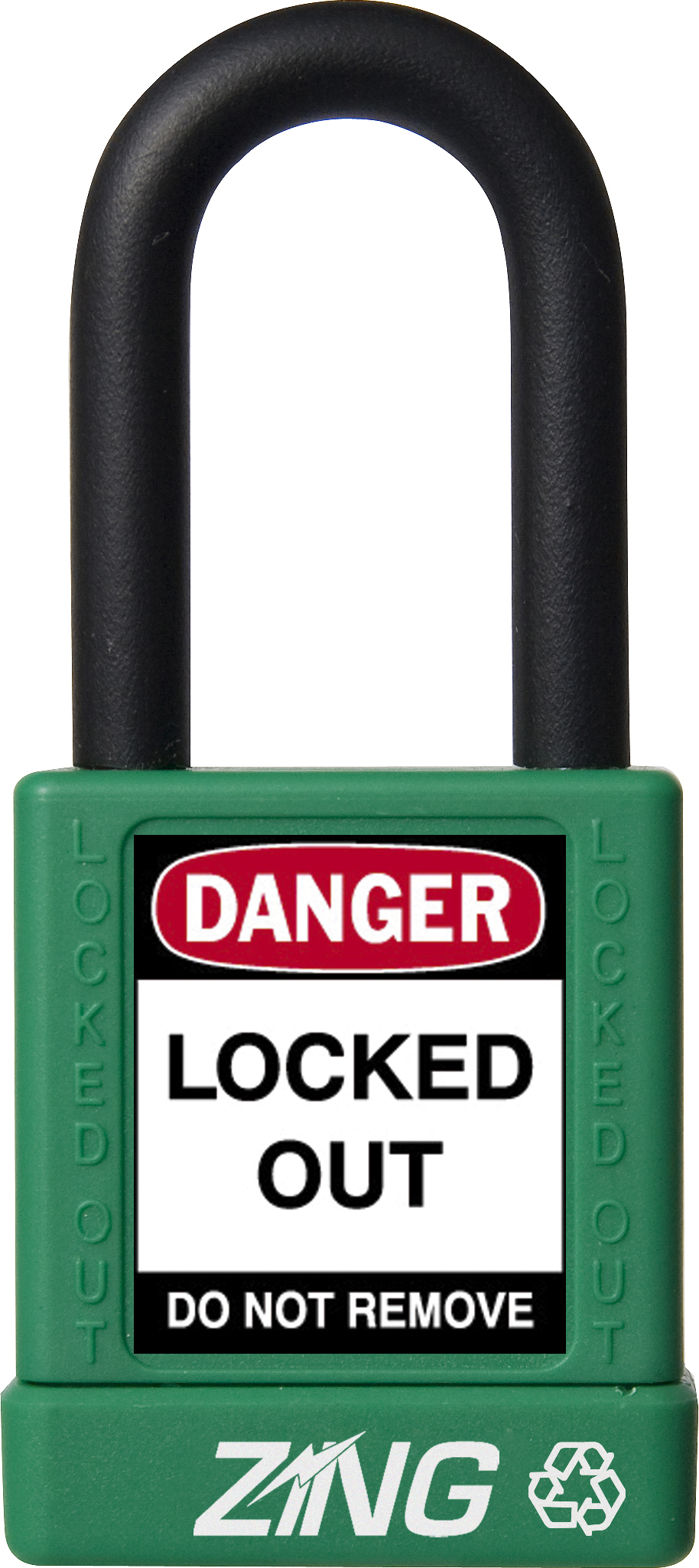 ZING RecycLock Safety Padlock, Keyed Alike, 1-1/2" Shackle, 1-3/4" Body, Green