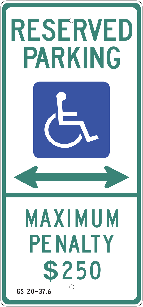 ZING 2698 Eco Parking Sign, Handicapped Reserved Parking with Arrow, N. Carolina, 26Hx12W, Engineer Grade Prismatic, Recycled Aluminum 