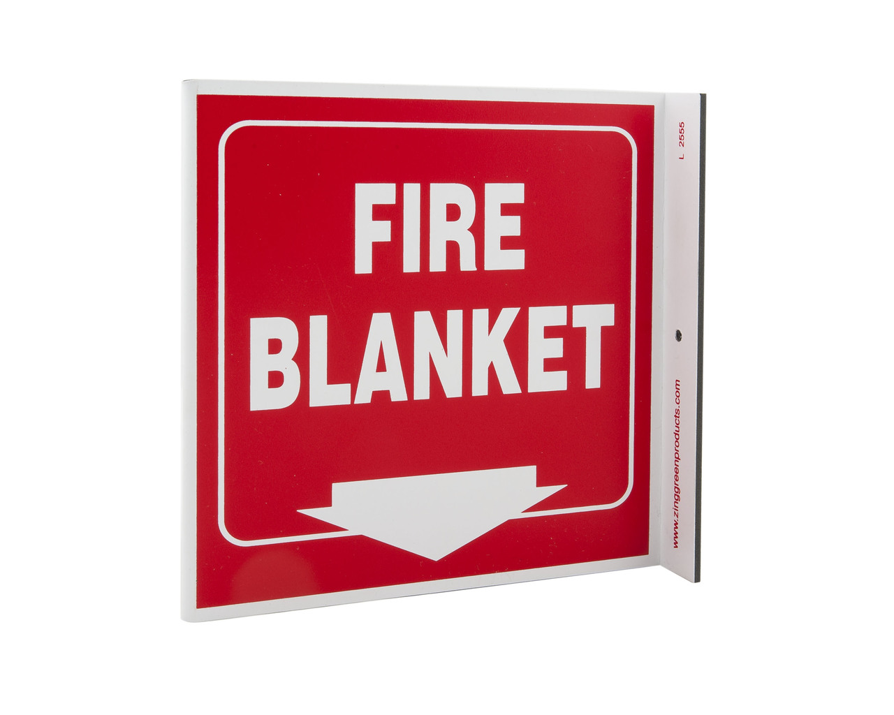 ZING 2555 Projecting L Sign, Fire Blanket, 7Hx2.5Wx7D, Recycled Plastic 