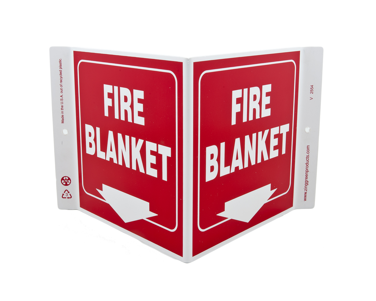 ZING 2554 Projecting V Sign, Fire Blanket, 7Hx12Wx5D, Recycled Plastic 