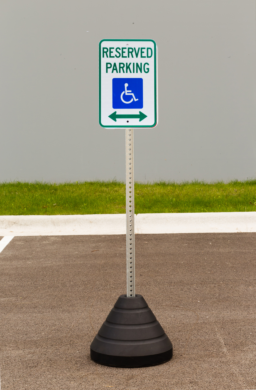 ZING Eco Parking Sign w/Mounting Post and Base, Reserved Parking, 18Hx12W, Engineer Grade Prismatic, Recycled Aluminum