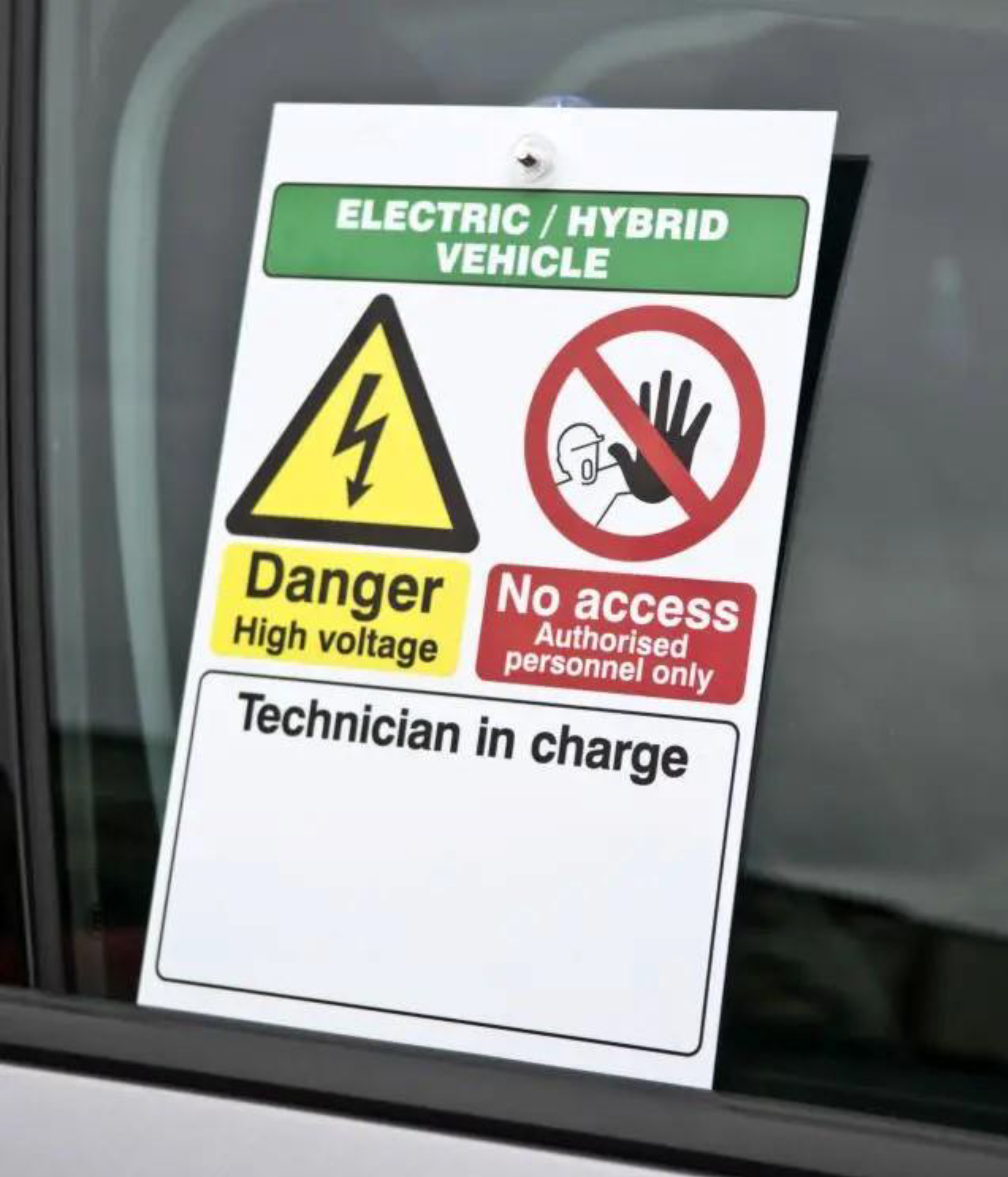 Electric Hybrid Vehicle Maintenance Signs – Window Mount 