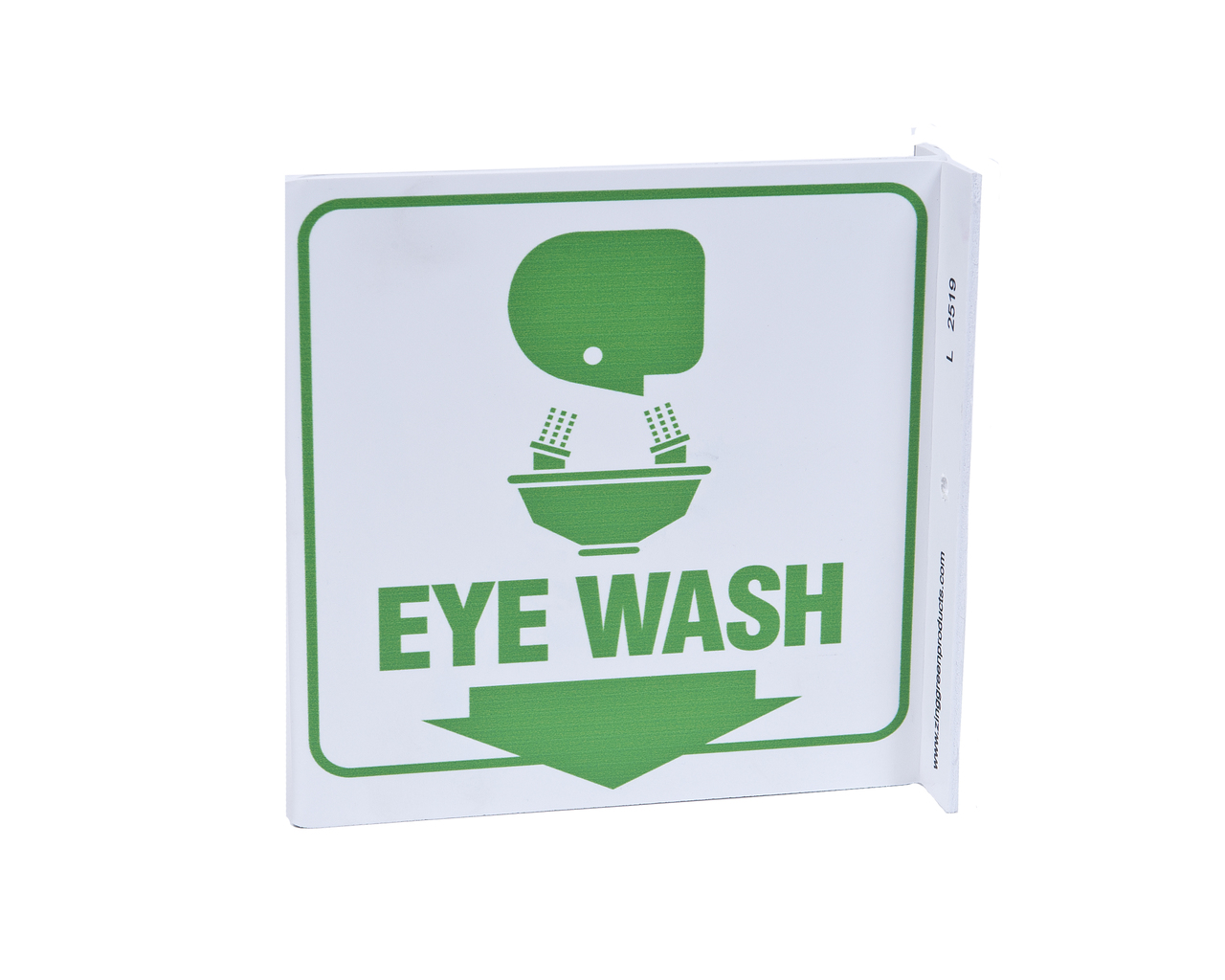 ZING 2519 Eco Safety L Sign, Eye Wash, 7Hx2.5Wx7D, Recycled Plastic 