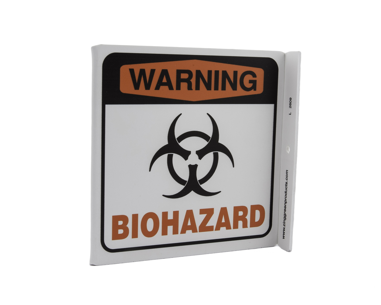 ZING 2609 Projecting L Sign, Warning BioHazard, 7Hx2.5Wx7D, Recycled Plastic 