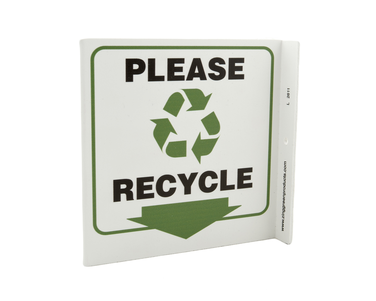 ZING 2611 Eco Recycle L Sign, Please Recycle, 7Hx2.5Wx7D, Recycled Plastic 