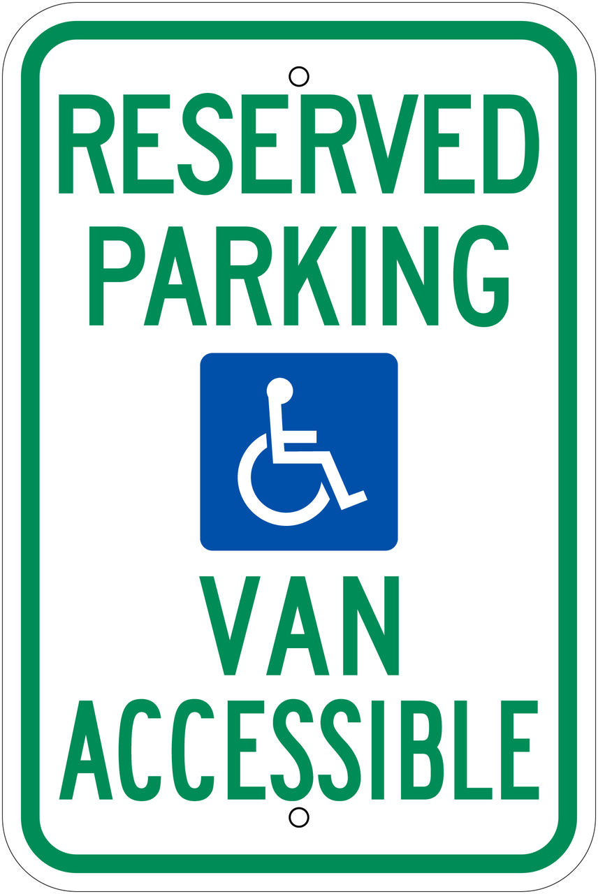 ZING 2680 Eco Parking Sign, Handicapped Van Accessible, 18Hx12W, Engineer Grade Prismatic, Recycled Aluminum 